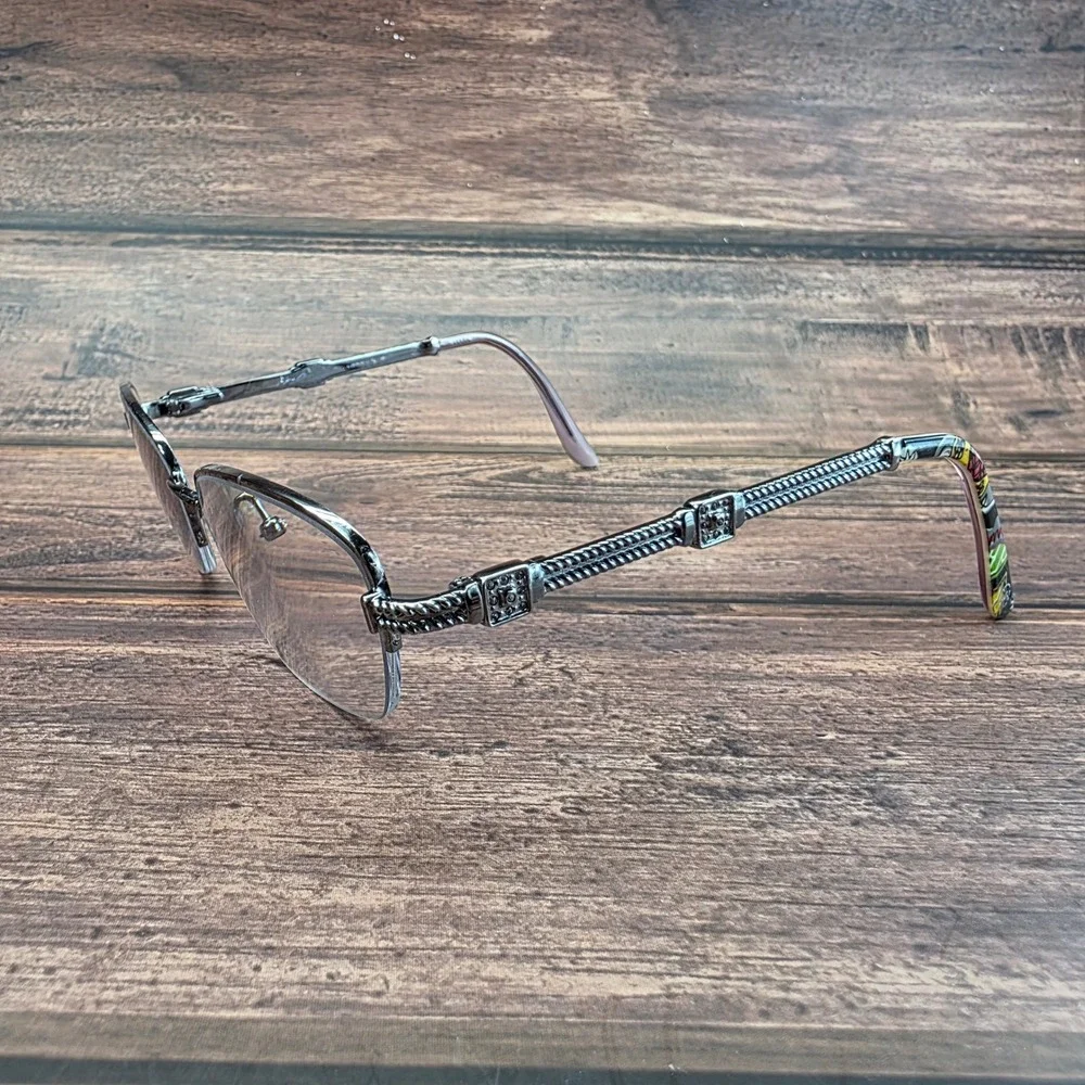 Vera Bradley Gwen Gunmetal Semi Rimless Eyeglasses Frames Rhinestone 135mm